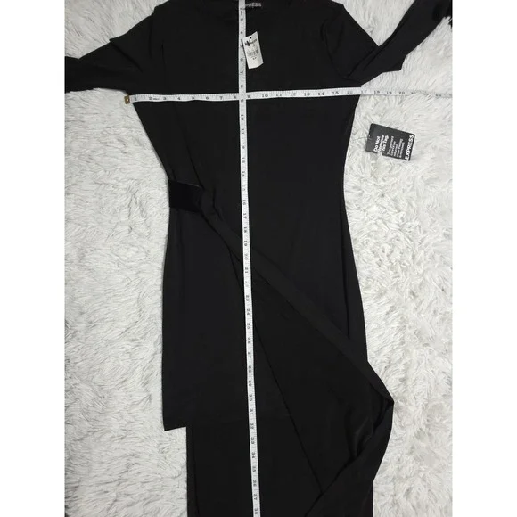 Express Women's Maxi Dress Small Sexy Cocktail Black Long Side Split NWT Bodycon - Picture 7 of 10
